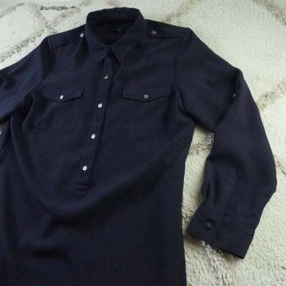 COPY - Talbots Midi Shirt Dress Womens 16 Blue Work Office Attire - Picture 2 of 13